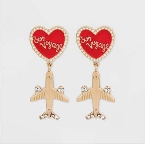 Sugarfix by baublebar bon voyage jetsetter travel heart plane earrings